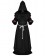Black Medieval Friar Hooded Robe Monk Cross Necklace Renaissance Costume Priest