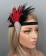 1920s Black Red Feather Vintage Bridal Great Gatsby Flapper Headpiece
