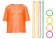 Orange Neon Fishnet Vest Top T-Shirt 1980s Costume Plus Beaded Necklace Bracelet