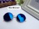 Blue Mirrored Sunglasses Retro 80s Round Frame