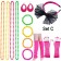 Pink 80s Neon Bracelet Necklace Bow Headband Fishnet Gloves Lighting Earring Leg Warmers