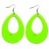 Green Teardrop Earrings Neon 80s Retro Rock Star