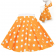 orange With White dot 1950's Rock n Roll Dot Style skirt tt3098-9
