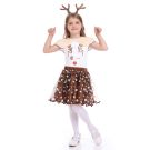 Girls Christmas Reindeer Costume with Tutu Skirt and Antler Headband - alternate view