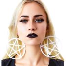 Large white pentagram statement earrings alternative fashion accessory
