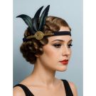 1920s Flapper Gold Headband – Roaring Twenties Feather Hairpiece