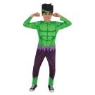 Kids Marvel Hulk costume jumpsuit with printed muscles and mask
