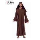 Adult brown wise man robe costume with trumpet sleeves and gold-trimmed headpiece for nativity plays