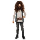 Kids Hagrid costume with brown wig and beard set, beige tunic and belt
