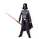 Kids Darth Vader costume with black jumpsuit and printed chest armour panel