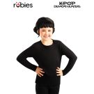 K-Pop Demon Hunters Zoey wig for kids — black bob with centre part and low braided buns