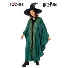 Adult Professor McGonagall costume with olive green robe and crooked witch's hat