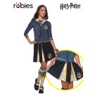 Adult Hufflepuff pleated skirt with yellow and grey argyle panels and house crest