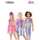 Girls Barbie dress-up trunk set with three costume themes - mermaid tail, fairy princess, and magical fairy with wings