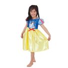 Girls Snow White princess costume dress with character print bodice and yellow skirt