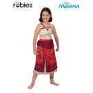 Girls Disney Moana deluxe costume dress with printed Polynesian patterns and layered burgundy skirt