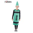 Kids green crayon tabard costume with pointed hat and Green print