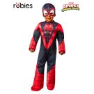 Toddler Miles Morales Spider-Man costume with padded black and red jumpsuit