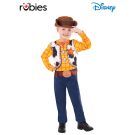 Kids Sheriff Woody costume jumpsuit with digital print plaid shirt and cow-hide vest graphics
