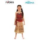 Girls deluxe Moana costume dress with Heart of Te Fiti pendant and layered fringe skirt