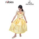 Girls Disney Belle deluxe ball gown costume in golden yellow satin with tulle ruffles