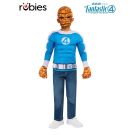 Kids The Thing costume with blue muscle chest top, orange rocky mask and gloves