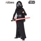 Adult Kylo Ren Deluxe Costume with full-length black hooded robe, faux leather belt and rigid moulded mask