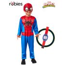 Kids Spider-Man costume box set with red and blue jumpsuit, mask and toy watch