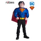 Kids Superman inflatable costume with oversized head and muscle suit - front view