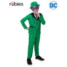 Kids Riddler costume deluxe set with green question mark suit, purple mask and bowler hat - DC Comics licensed