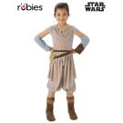 Girls Rey Star Wars costume with desert-tone tunic and arm gauntlets