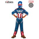 Kids Captain America Brave New World costume with printed jumpsuit and molded mask