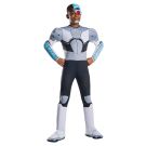 Kids Cyborg deluxe costume with metallic jumpsuit and foam muscle padding