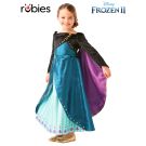 Girls Disney Frozen 2 Queen Anna costume dress with teal bodice and detachable purple-lined cape