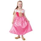 Girls Disney Aurora Sleeping Beauty deluxe ball gown with rose gold sequins and layered pink organza skirt