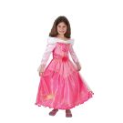 Girls Aurora Sleeping Beauty princess costume - hot pink satin ball gown with tulle overlay and gold embroidery
