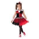 Girls Harley Quinn deluxe tutu costume with red sequin bodice and black velvet checker pattern