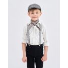 Kids grey herringbone newsboy cap with elastic band