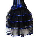 Black tutu skirt with royal blue satin trim and structured waistband