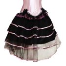 Black and pink tiered burlesque skirt with satin ribbon trim and lace waistband