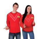Red children's entertainer costume top with chevron design