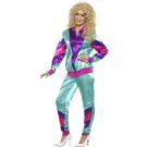Retro tracksuit with shiny satin finish and diagonal stripe sleeves