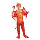 Kids red fire dragon costume with iridescent wings and flame-tip tail