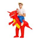 Adult Inflatable Ride-On Red Dinosaur Costume with Battery Fan - alternate view