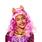 Girls Clawdeen Wolf wig with attached werewolf ears in multi-tonal pink