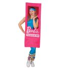Full-length view of life-size Barbie package costume with face cutout window