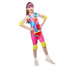 Kids Girls Roller Skating Barbie 80s Cosplay Costume Fancy Party Set cl1001833