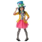 Girls pink tutu Mad Hatter costume with blue top hat