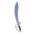 Toy pirate sword with textured navy handle and embossed pommel