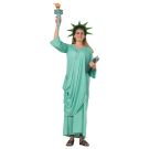 Lady Liberty toga-style gown with wide sleeves and V-neckline front view